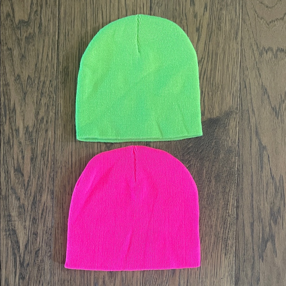 Neon Green and Pink Beanies - Picture 2 of 2
